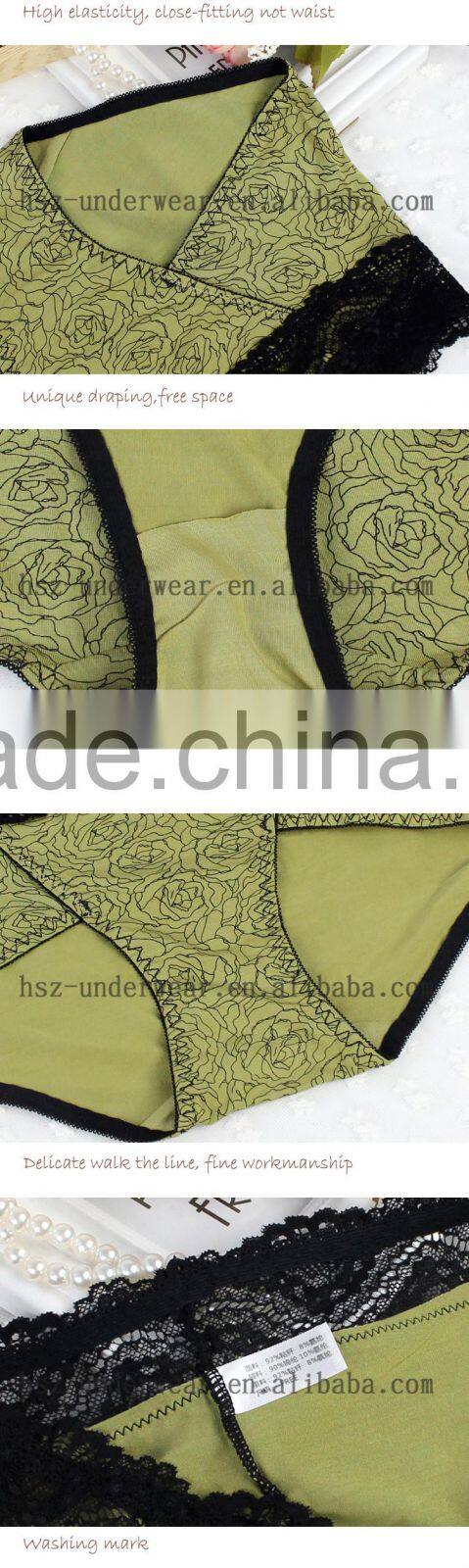 Fashion wholesale romatic rose printing briefs sexy mature women panties high quality underwear women sexy lace mature panties