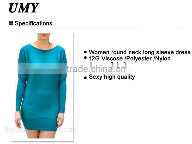2014 Direct factory sale 2014 lace belt knit dress sweater for weman