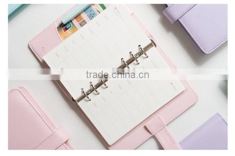 A6 leather loose leaf palnner customizable japanese daily diary planner 6 holes binder notebook with elastic band
