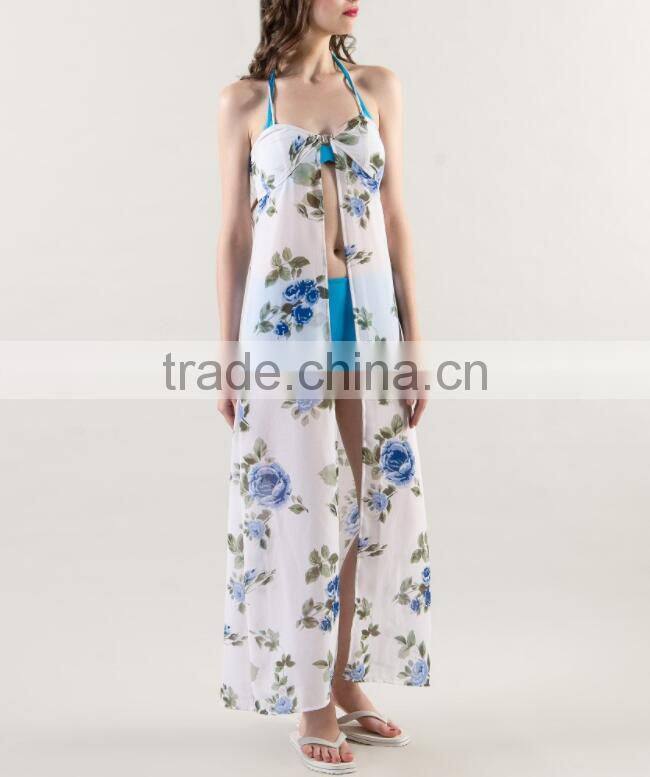 Bohemian maxi sexy beach dress women chiffon maxi printed long dresses