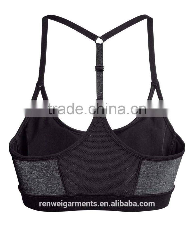Custom breathable blank black yoga lingerie fitness sport bra woman