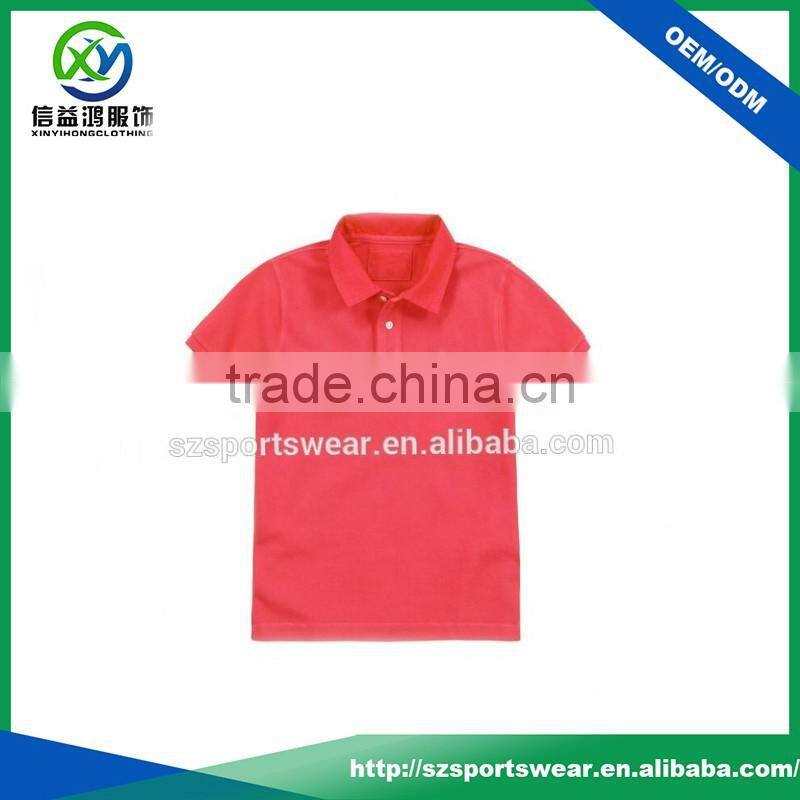 Hot sale child red color unisex 100% organic cotton polo t shirt