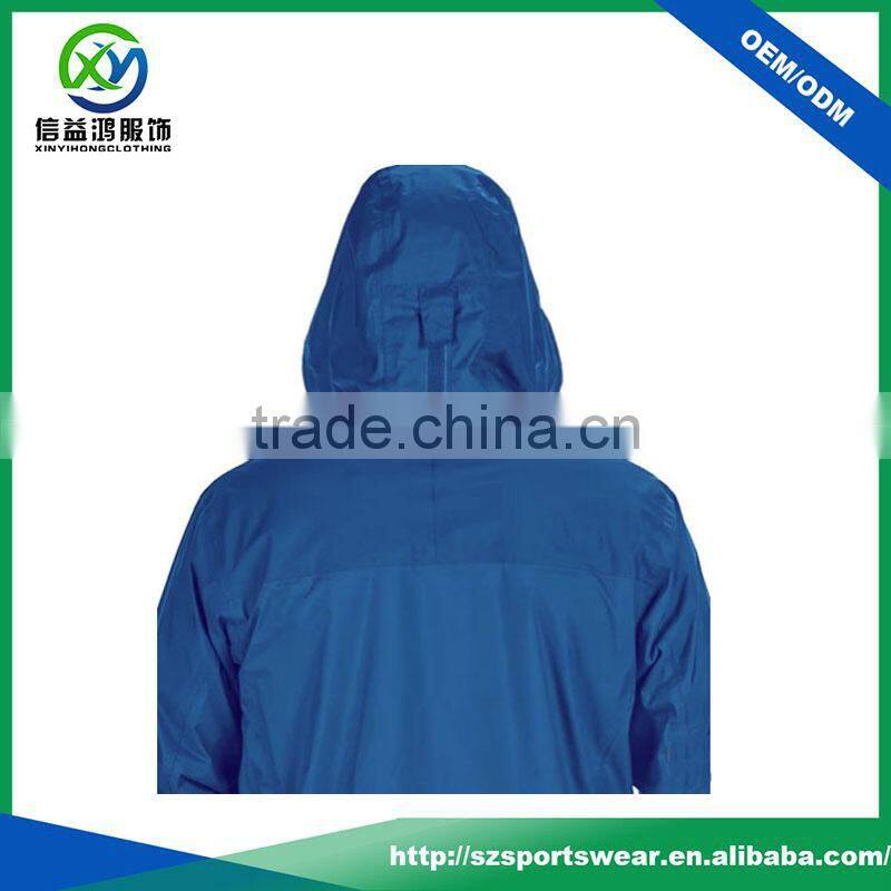 Blue color 100% nylon waterproof breathable jacket custom
