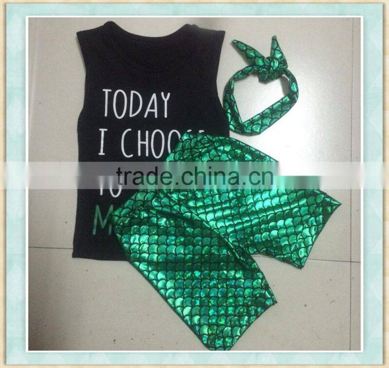 Wholesale newborn baby clothes sleeveless lettre pattern green scale short outfit