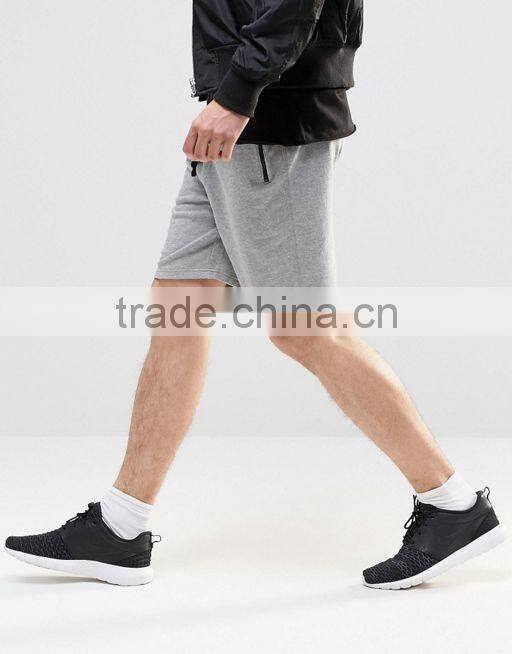 Men's Slim Fit Jersey Shorts With Zips In Grey Marl