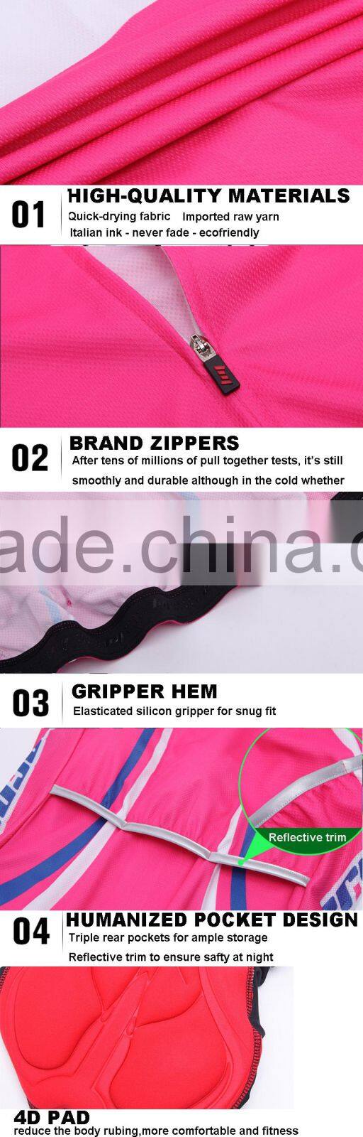 BEROY Pro Team Pink Short Cycling Jerseys, Custom Bike Jerseys No Minimum