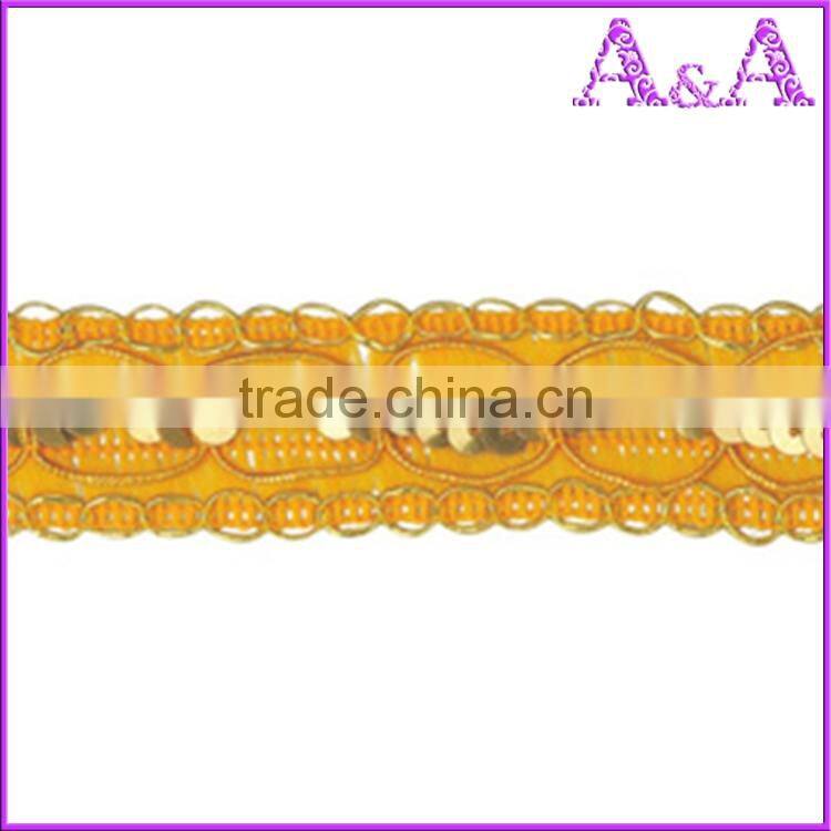 Wholesale black braided embroidered woven decorative metal chain trim