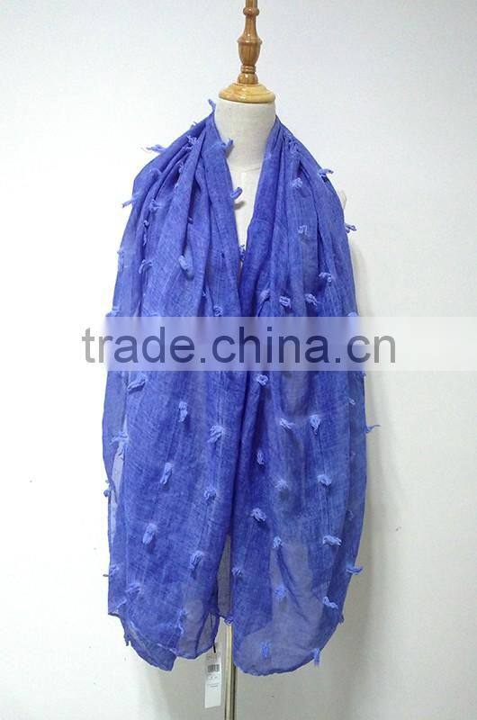 New fashion custom cutting pattern plain dyed linon viscose hijab scarf in stock