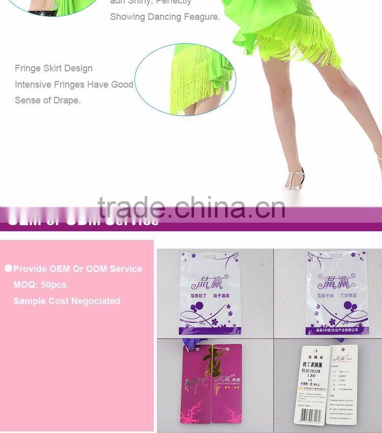 Professional One Bat Sleeve Teen Girls Ballroom Latin Competition Dance Dress Sexy Backless Performance Stage Dance Wear