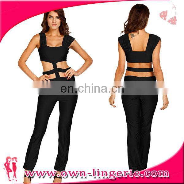 black sexy vest wide-legged jumpsuit