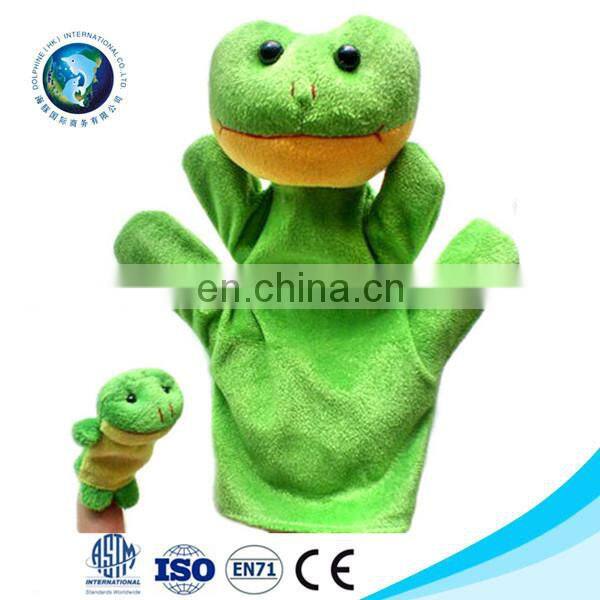 Cute various plush animal heard glove puppet popular soft stuffed funny dinosaur hand puppet