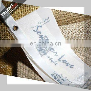 custom Silk Ribbon Printed Hang Tag for clothing