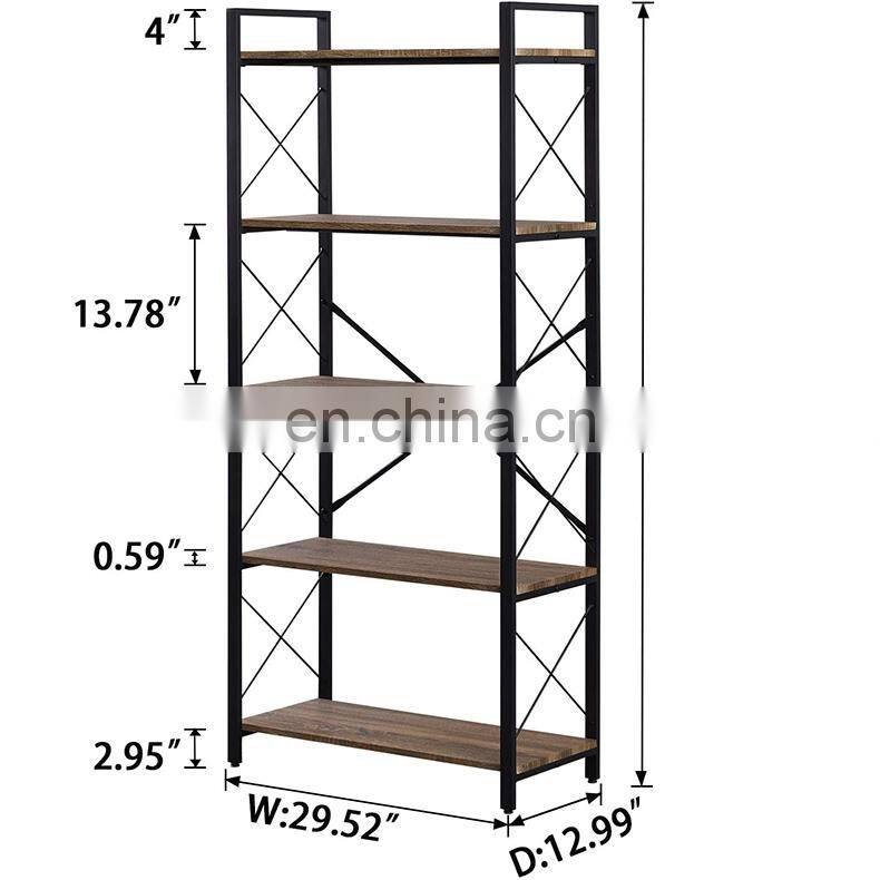 Industrial Bookshelf Vintage Bookcase and Bookshelves Rustic Wood and Metal Shelving Unit