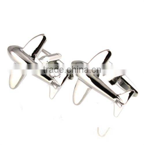 Men's Cufflinks Airplane Plane Silver Cuff Lins for shirt 22mm