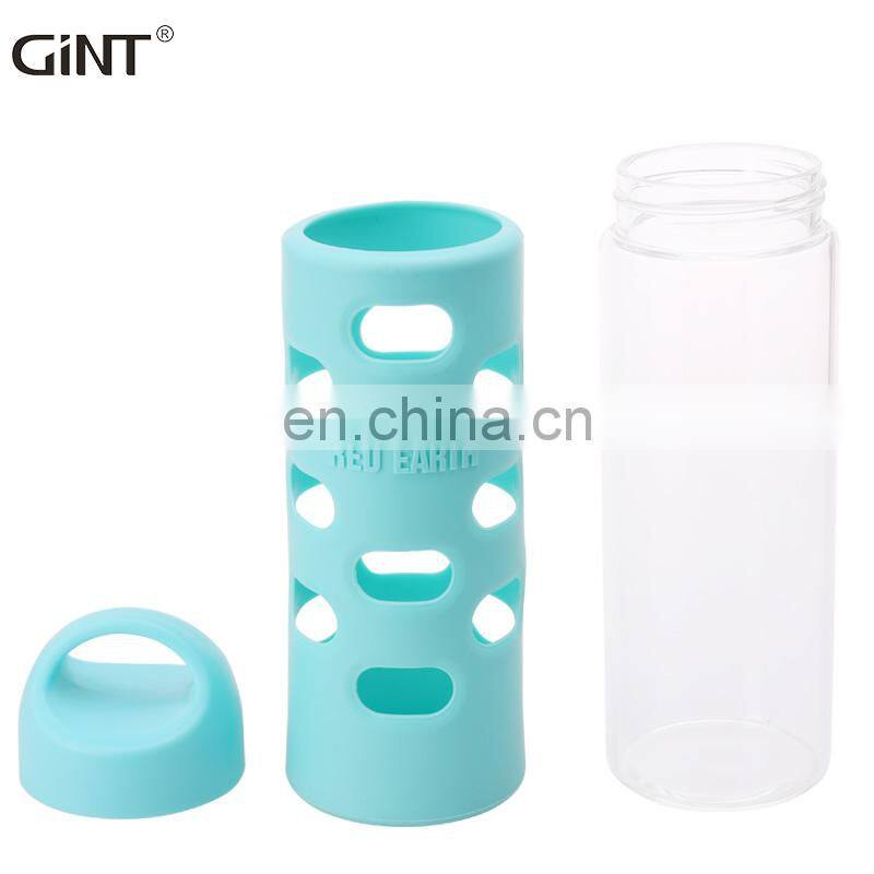 490ml wholesale new style silicone anti-scald double wall glass water bottle