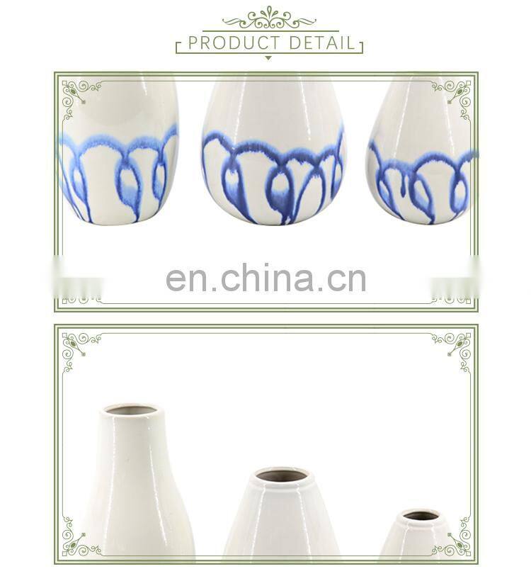 high quality unique christmas blue abstract line big vase modern home ceramic decor