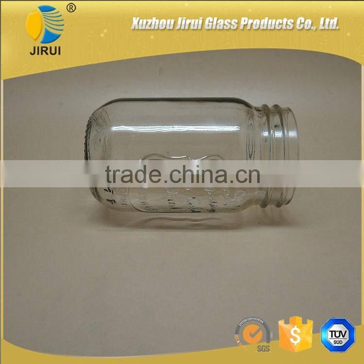 400ml Round Shape Ice Cold Clear Glass Mason Jar without Handle