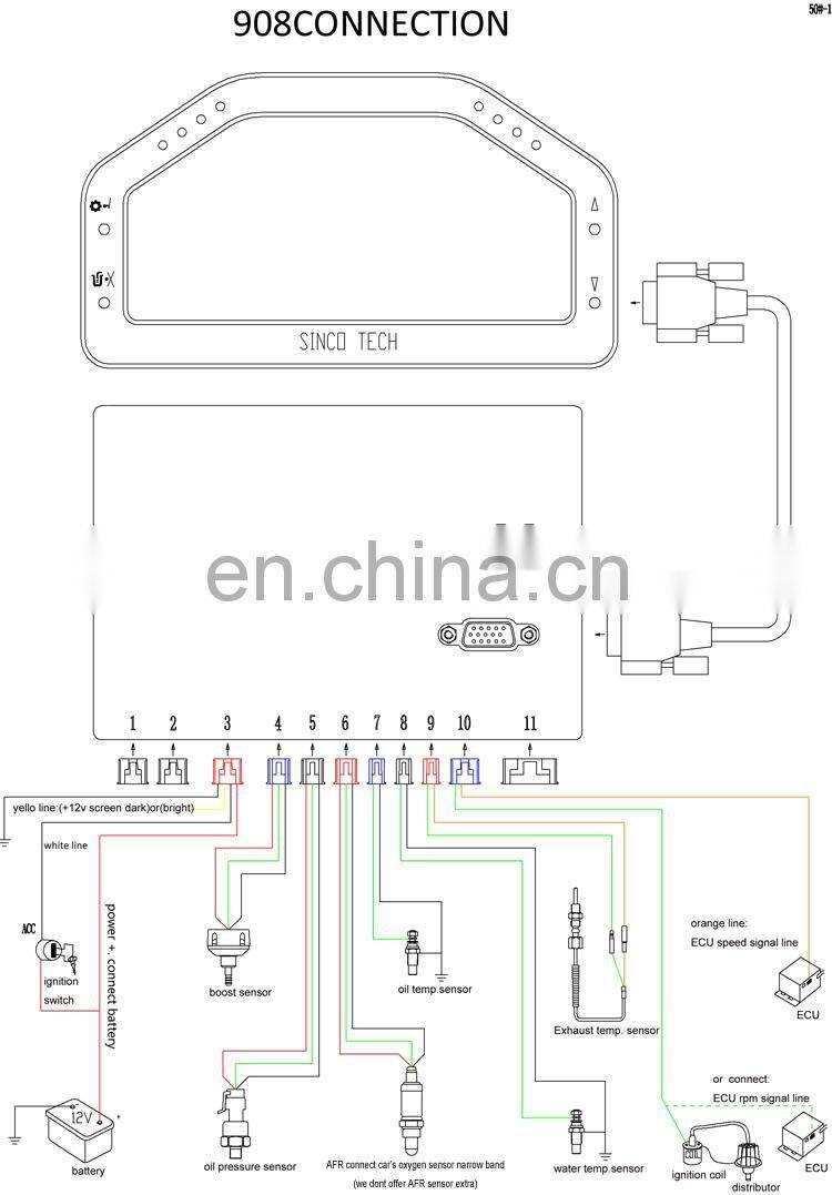 DO908 Multi-function Full Sensor Led Digital Race Car Digital Dashboard Meter with LCD Display