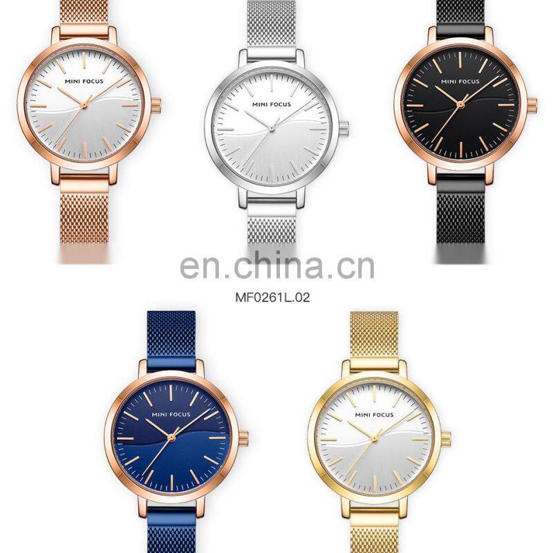 MINI FOCUS 0261L Brand Luxury Women Watches Waterproof Fashion Quartz Ladies Wristwatch Stainless Steel Watch