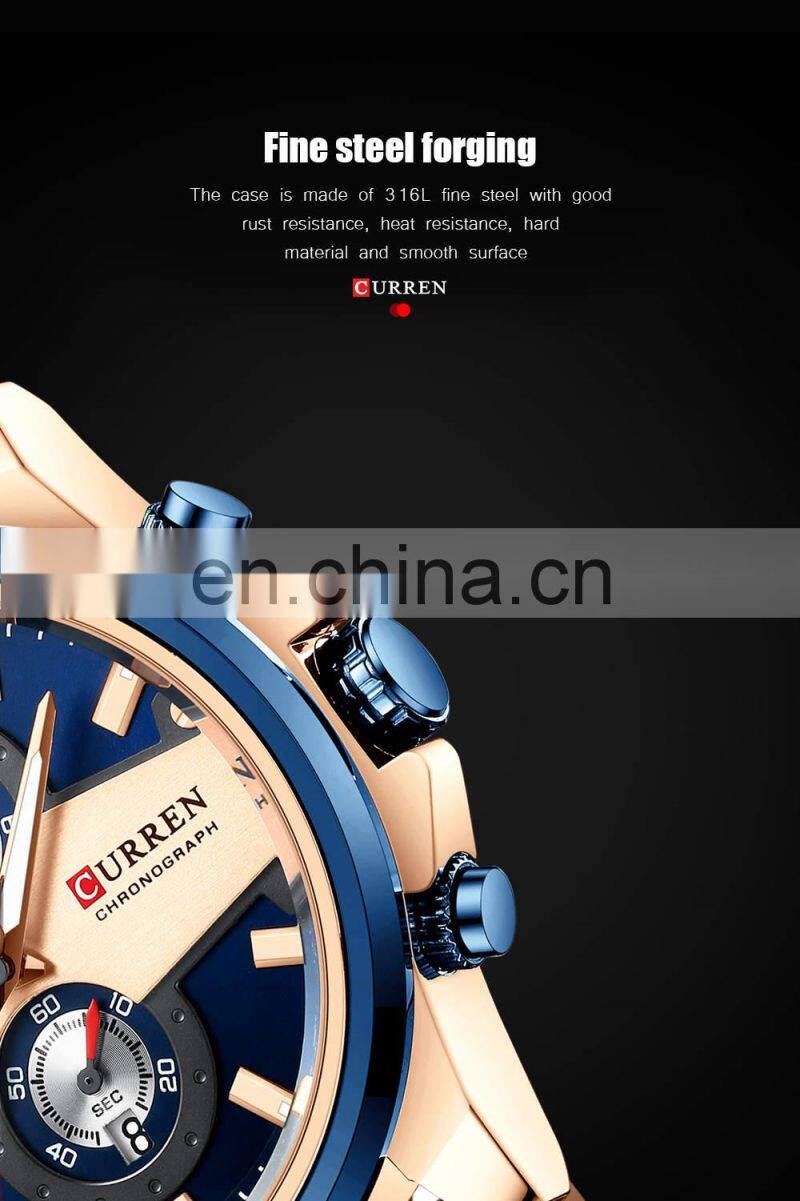 CURREN 8394 New Man Quartz Watches Wristwatches Business Clock Male Chronograph watch with leather