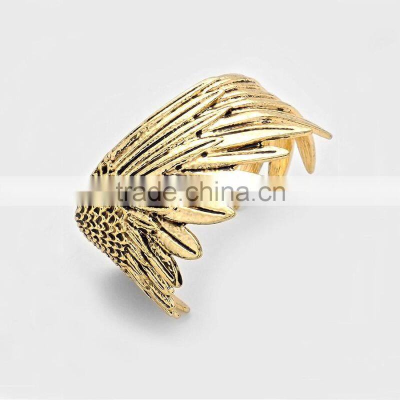 2016 Summer Style New Bracelet Antique Gold Angel Wing Metal Cuff Bracelet for Women