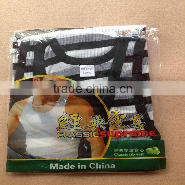 0.7USD Stock Cheappest Rib Cotton Colorful Strip Men Running Singlet/ Men Tops ( kcbx004 )