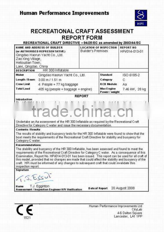 (CE Certification)pvc/hypalon material inflatable boat