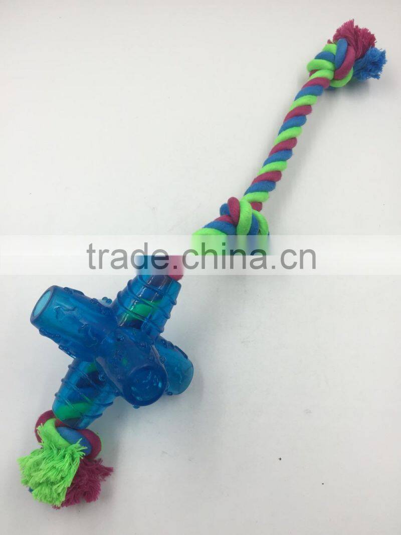 Cross Shaped Rope Dog Toy ,Pet product cotton rope rubber toy for dog