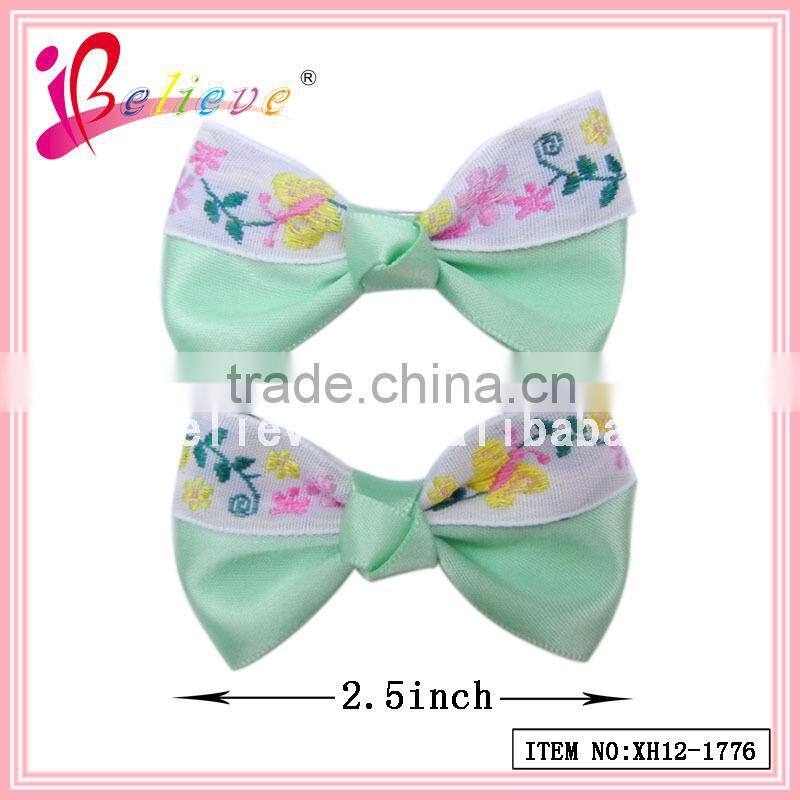 2014 Super hot sale kids hair accessories jewelry wholesale ribbon bow bobby pin (QRJ-0029)