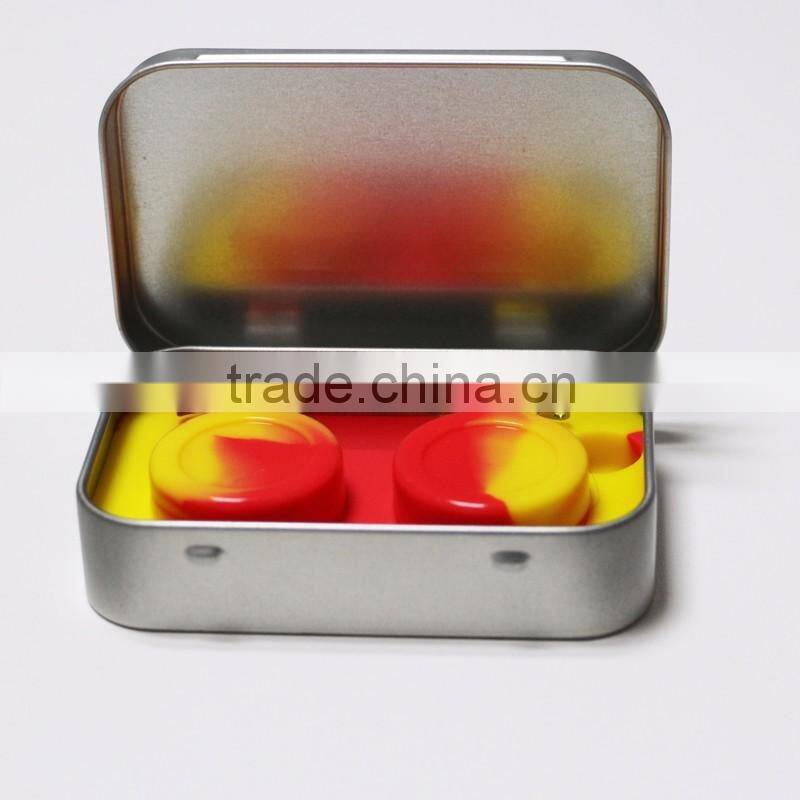 2016 New Fashion 10ml non-stick custom silicone jar in metal box