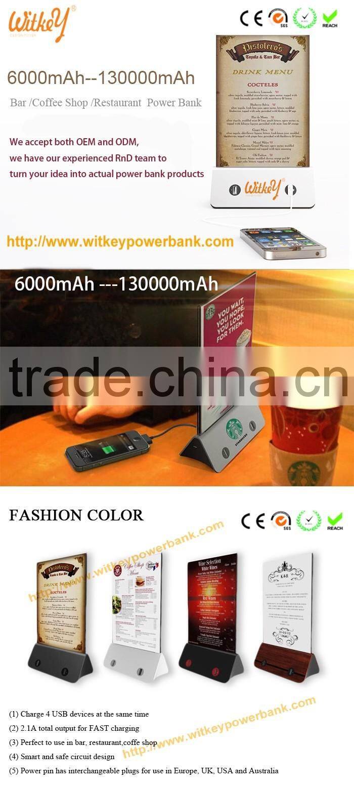 2016 Hot selling Factory price Menu Holder Restaurant Power Bank