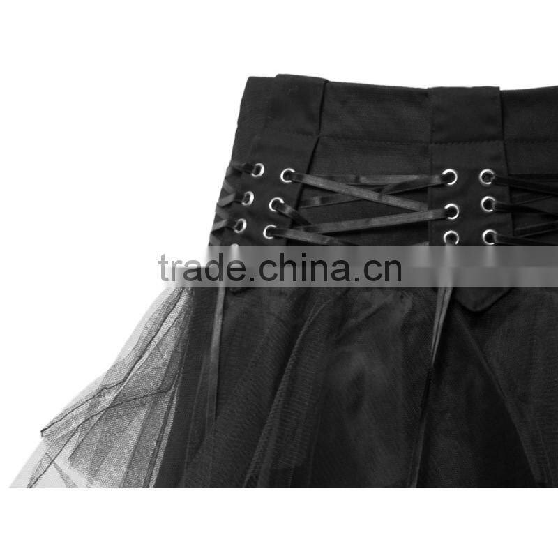 GOTHIC BLACK STRING SKIRT DENIM FOR WOMENS STEAMPUNK GOTH