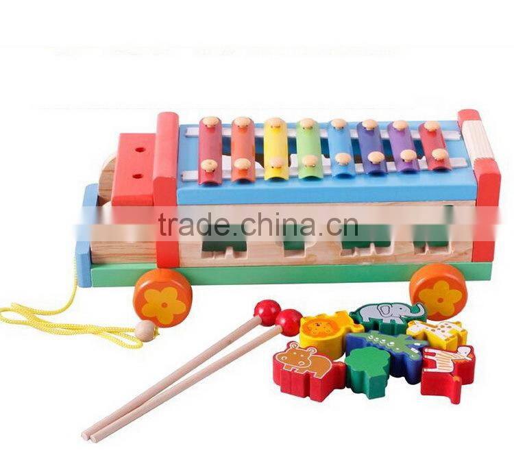 new design animal xylophone car OEM animal toys car and musical instrument combination toys for kids EZ5108