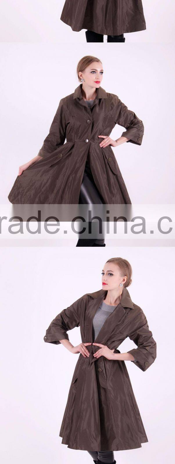 2016 Spring Latest Design Light Fashion Long Women Trench Coat