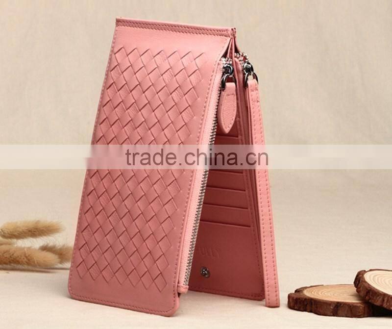 Korea style women leather pink wallet credit card holder