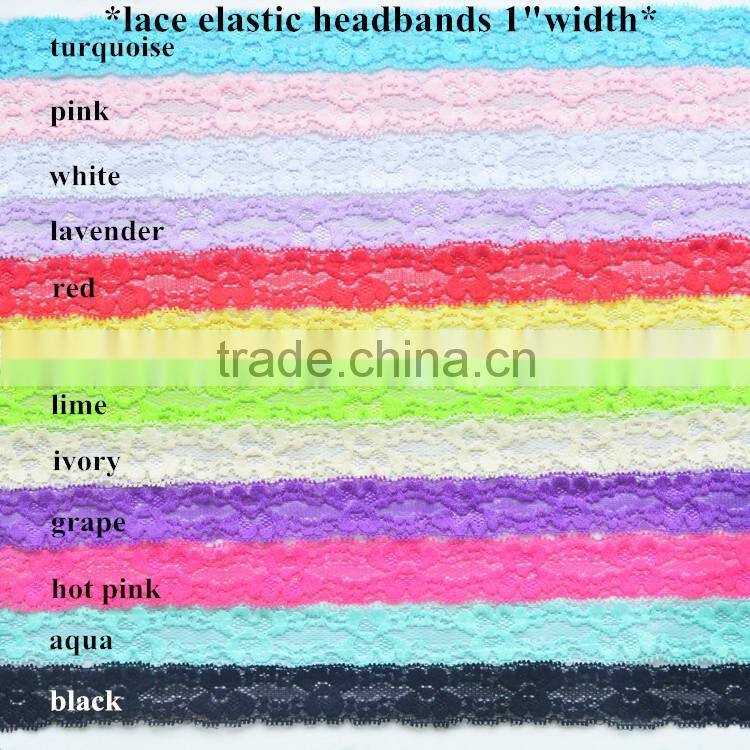 Hot Pink Lace Elastic - Choose 1 or more colors 1 inch for Baby Headbands - Hairbow Supplies, Etc
