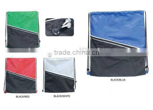 polyester drastring pouch with ear hole