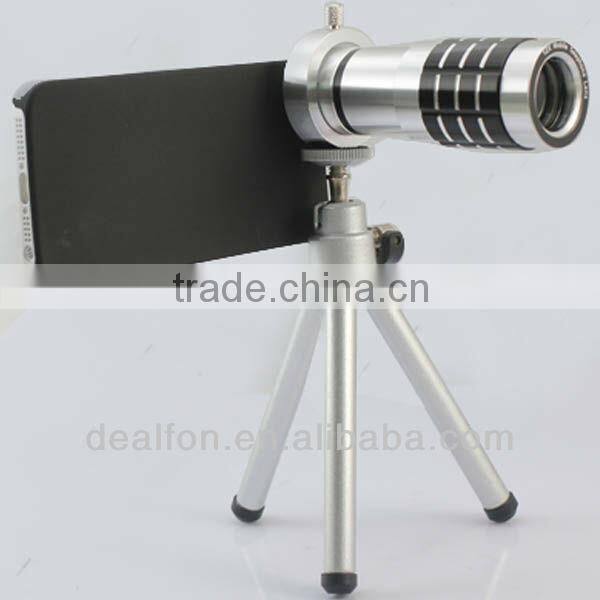 12x ZOOM METAL TELESCOPE CAMERA LENS with TRIPOD CASE FOR IPHONE 5G