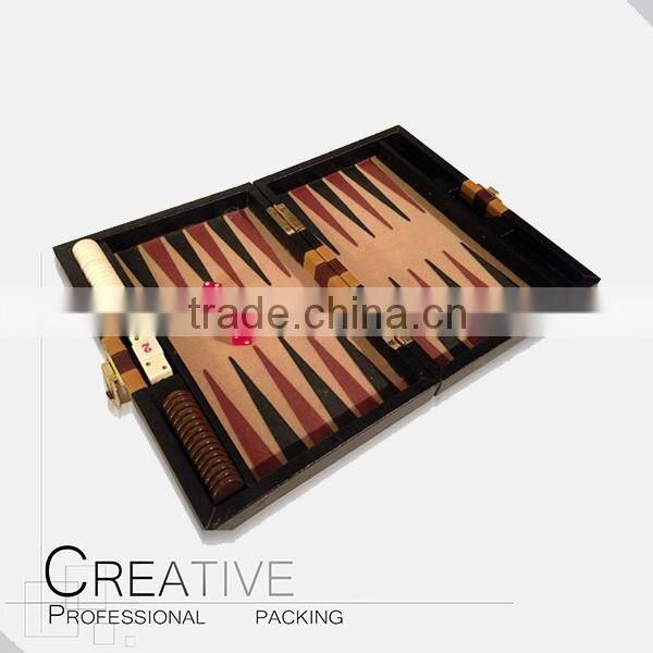 Personalized backgammon set leather folding game box