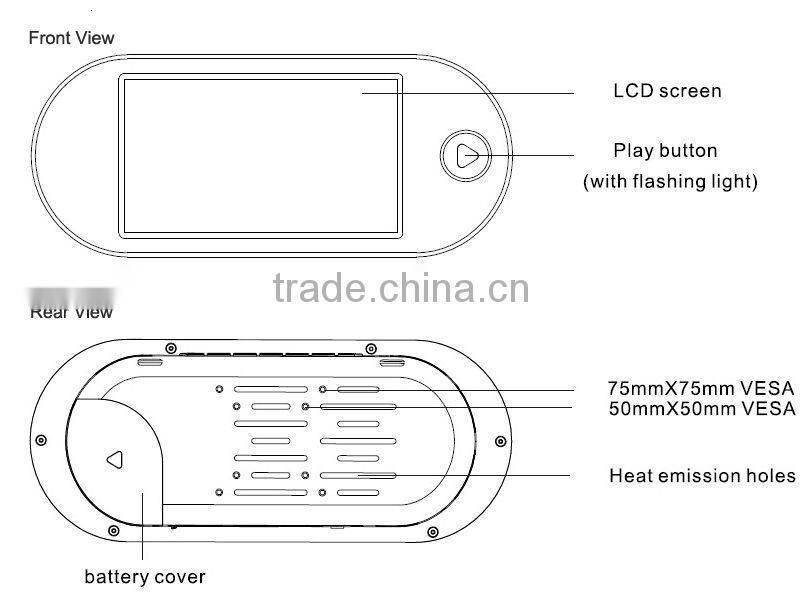 battery operated 9 inch lcd advertising display