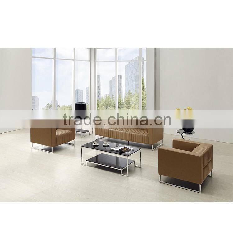 Modern Design Beige Synthetic Leather Sectional Sofa Office