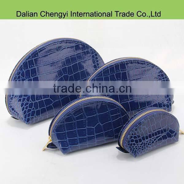 Fashionable solid color cute pattern crocodile skin pu cosmetic bag