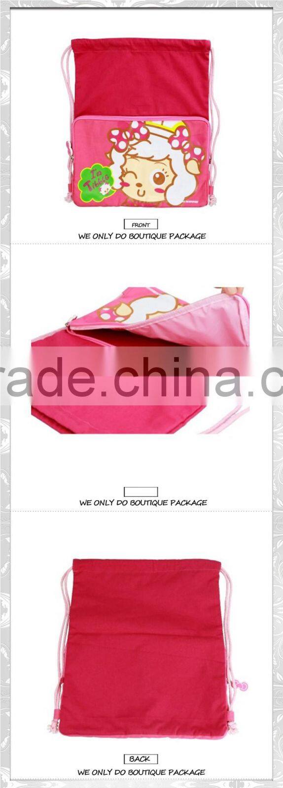 cartoon style mesh cinch bags canvas beach bag for kids