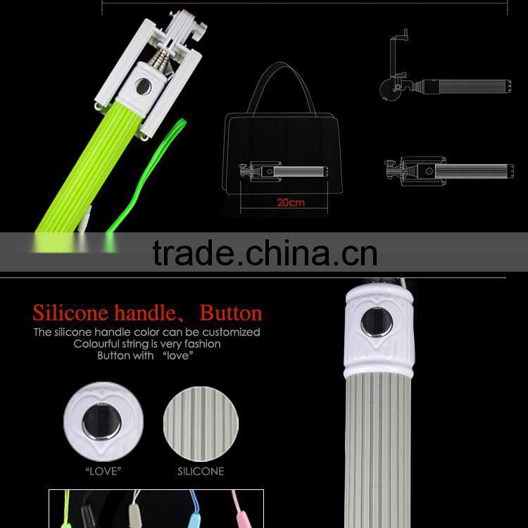 new 2016 accesories for phone cable selfie stick, wired selfie mini monopod, audio cable wired selfie stick