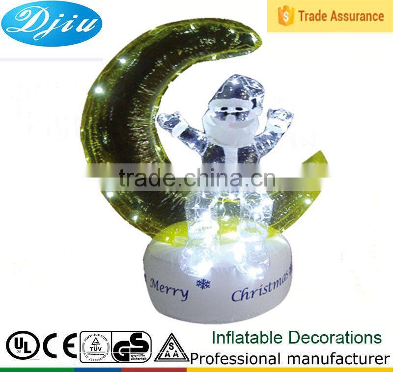Hot new Inflatable rotating Santa Claus sitting on moon/air blown pop up Santa