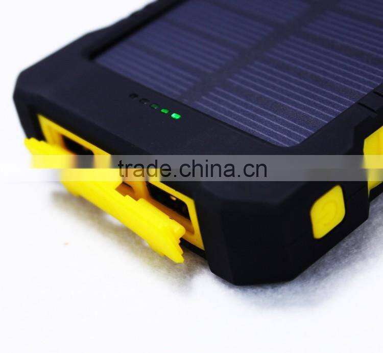 New arriving!!2016 Original developed waterproof Dual USB port 10000mAh solar power bank charger for mobile phone