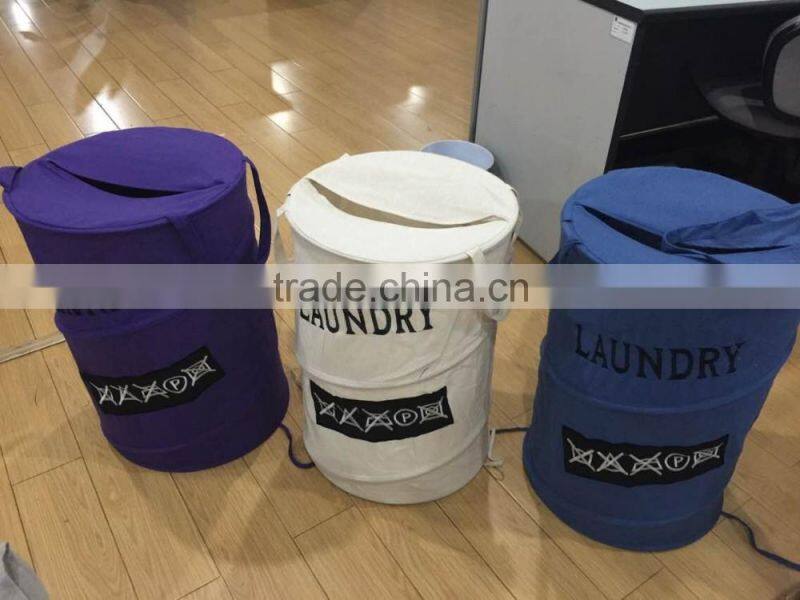 TC cotton pop up laundry hamper,collapsible pop up hamper