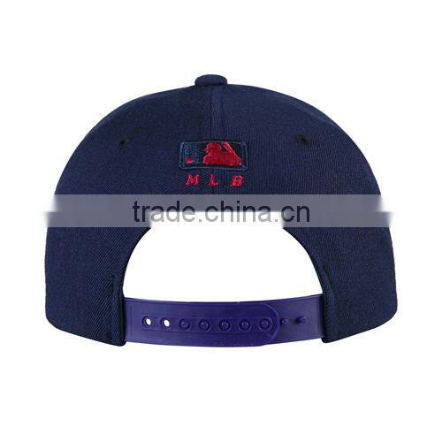 for unisex 100% cool deep blue color custom made wholesale flat brim hats