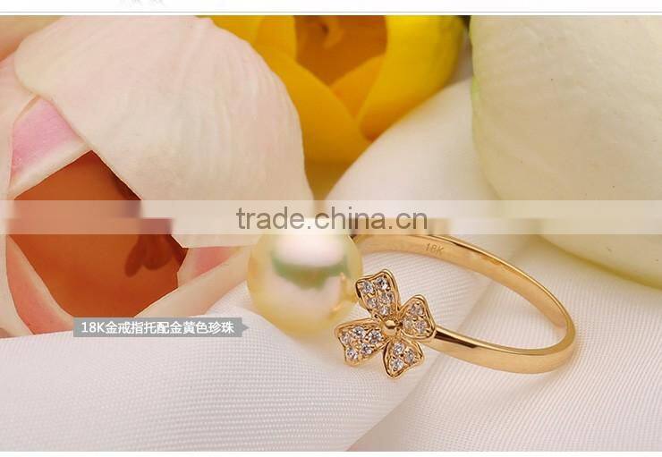 gemstone ring AAA akoya8-9mm golden/white engagement rings