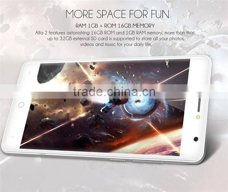 5.0 inch Origin Leagoo Alfa 2 mobile phone 3G smartphone MTK6580A Quad-Core 1GB RAM 16GB ROM Android 5.1 cell phones